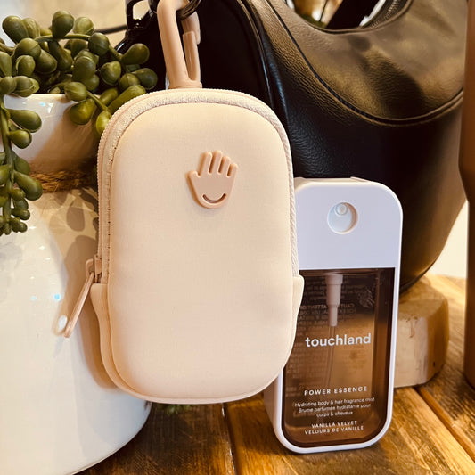 touchland pouch, neoprene sanitizer case, mini sanitizer holder, travel essentials pouch, teacher gift idea, nurse essentials bag, mom on the go accessory, compact sanitizer carrier, touchland sanitizer holder, lightweight neoprene pouch, small essentials organizer, stylish travel pouch, sanitizer holder keychain, clip-on mini pouch, functional fashion accessory, carpool mom gift, teacher appreciation gift, student back to school essential, touchland holder for bags, everyday carry pouch