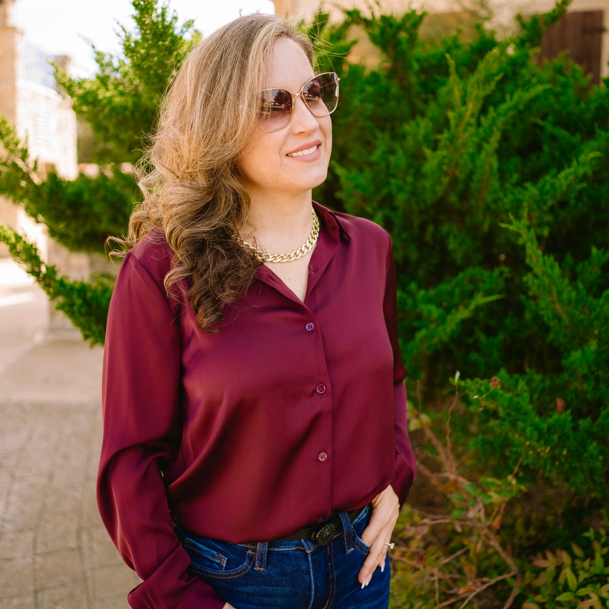 satin blouse, silky button up top, classic collared blouse, long sleeve satin shirt, relaxed fit blouse, polished work blouse, date night top, chic satin button down, versatile wardrobe staple, timeless satin blouse, soft silky feel blouse, solid color satin top, elevated everyday blouse, office to evening top, best selling satin blouse, smooth satin shirt, recycled polyester blouse, sophisticated satin top, dressy casual blouse, effortless chic satin blouse