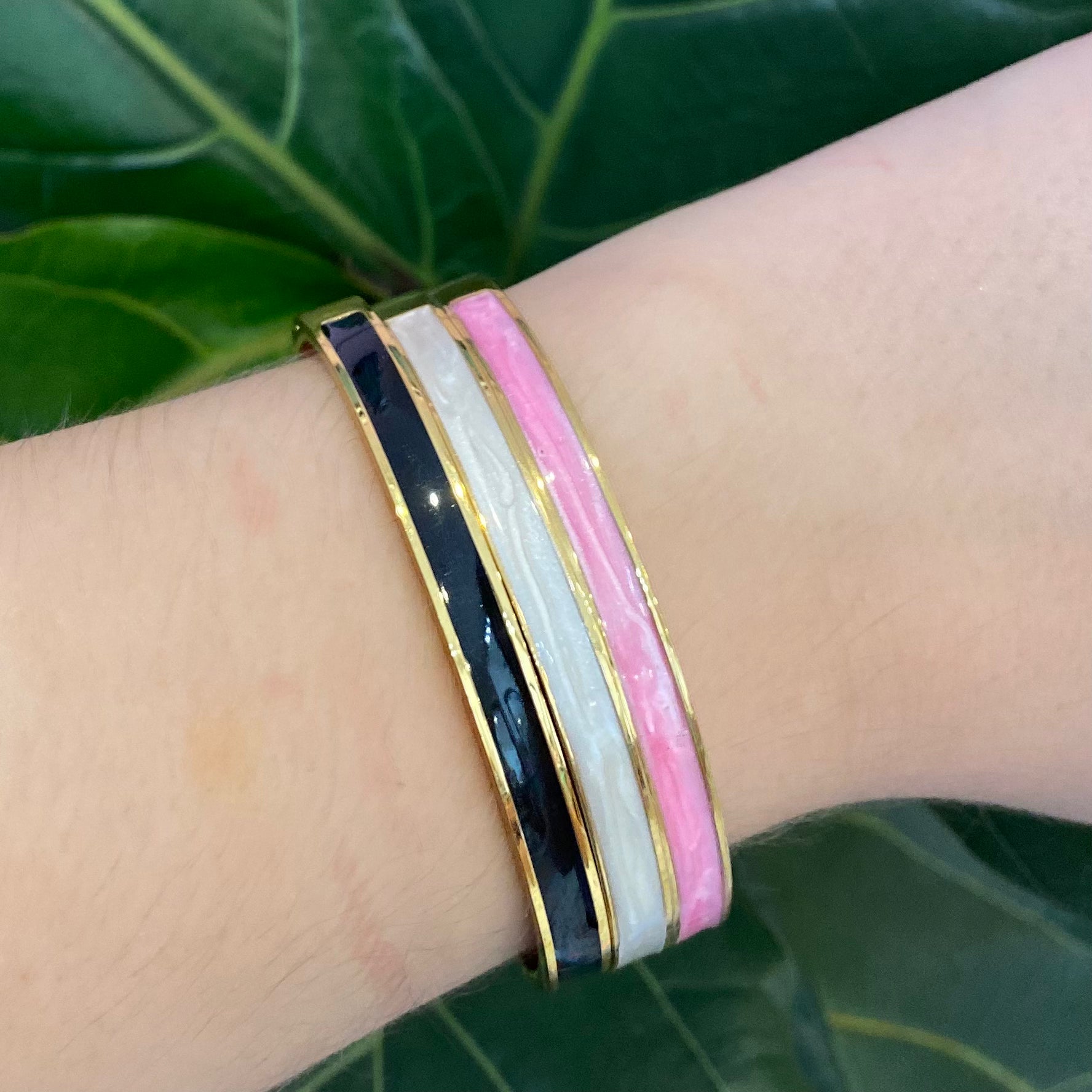 Gold bracelet, white bracelet, pink bracelet, gold cuff bracelet, white cuff bracelet, pink cuff bracelet, black cuff bracelet, black cuff, gift for teens, small gift, gift for twins, bracelet stack, stacked bracelets, everyday accessories, gold accessories, gold bracelet stack
