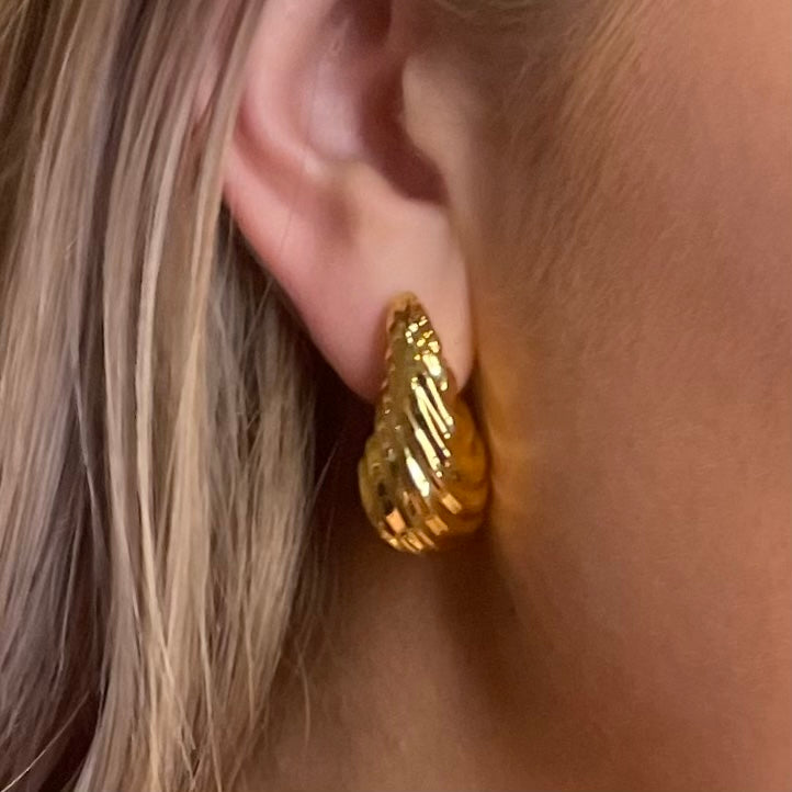 18k gold, 18k gold earrings, 18k gold coated earrings, sea shell earrings, sea shell dangle earrings, summer earrings, hypoallergenic earrings, hypoallergenic jewelry, hypoallergenic, brenda grands, brenda grands earrings, brenda grands jewelry, stud dangle earrings, fine jewelry, gift, small gift, stocking stuffer