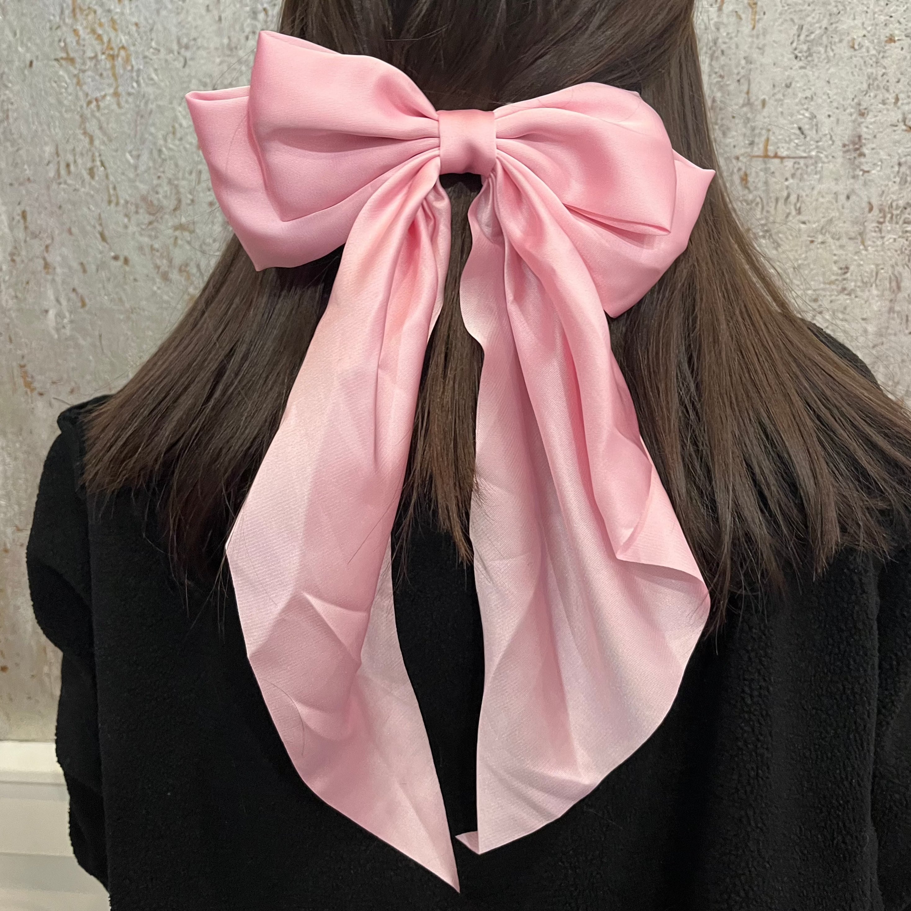 hair bow, satin hair bow, silky hair bow, pink hair bow