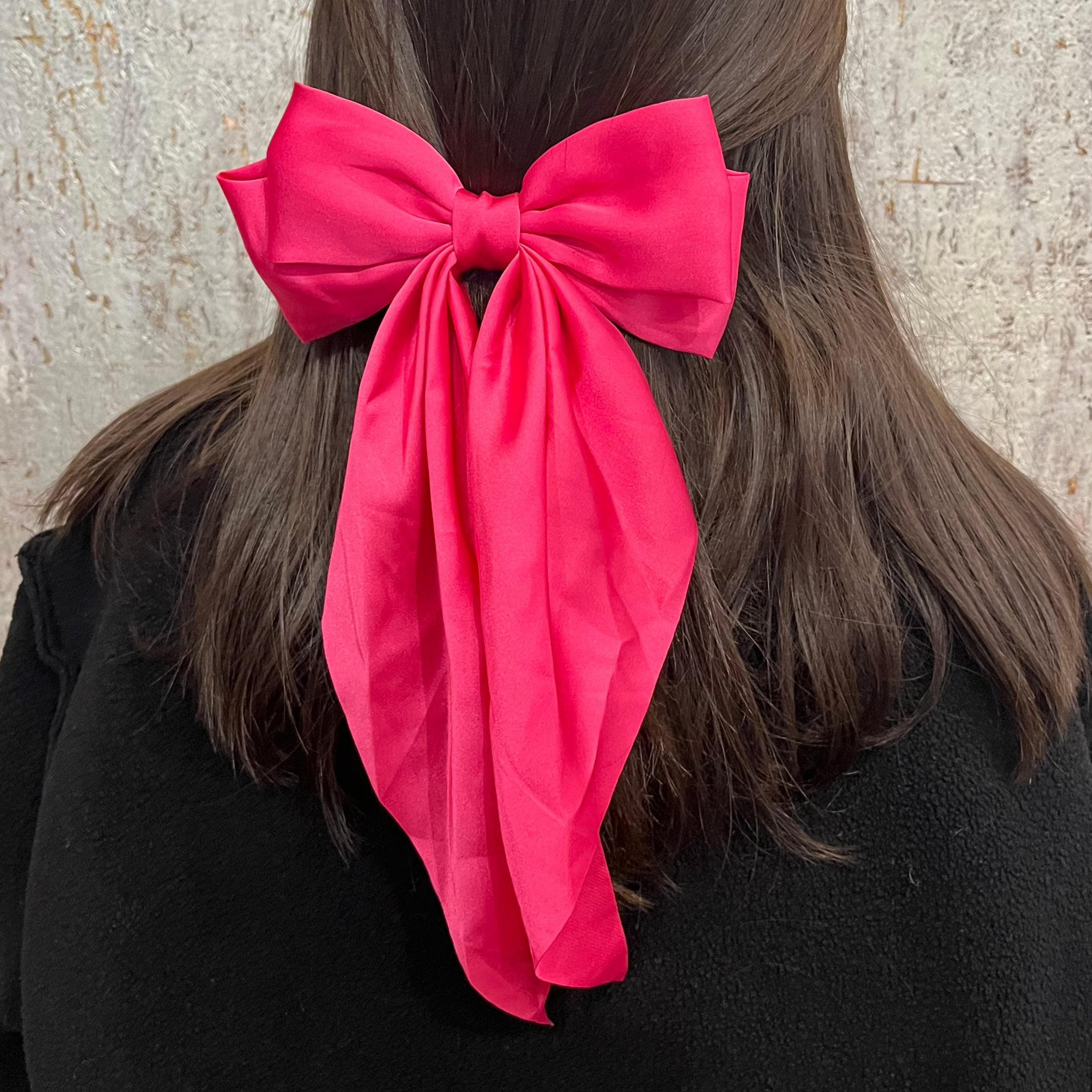 hair bow, satin hair bow, silky hair bow, pink hair bow