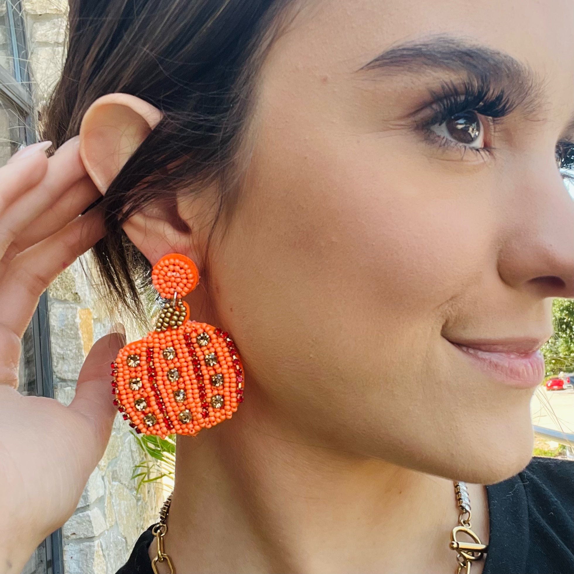 Pumpkin Spice Embellished Pumpkin Earrings