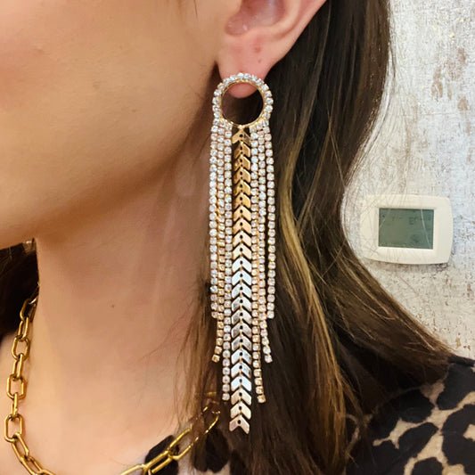 boho tassel earrings, bohemian statement earrings, mixed metal earrings, rhinestone fringe earrings, chain tassel earrings, festival jewelry, concert style accessories, boho glam earrings, long tassel statement earrings, eclectic jewelry, bold bohemian style, gold and silver mixed metal earrings, lightweight statement earrings, unique chain detail earrings, rhinestone embellished earrings, free-spirited fashion jewelry, trendy festival earrings, boho chic accessories, dramatic tassel earrings, western boho 