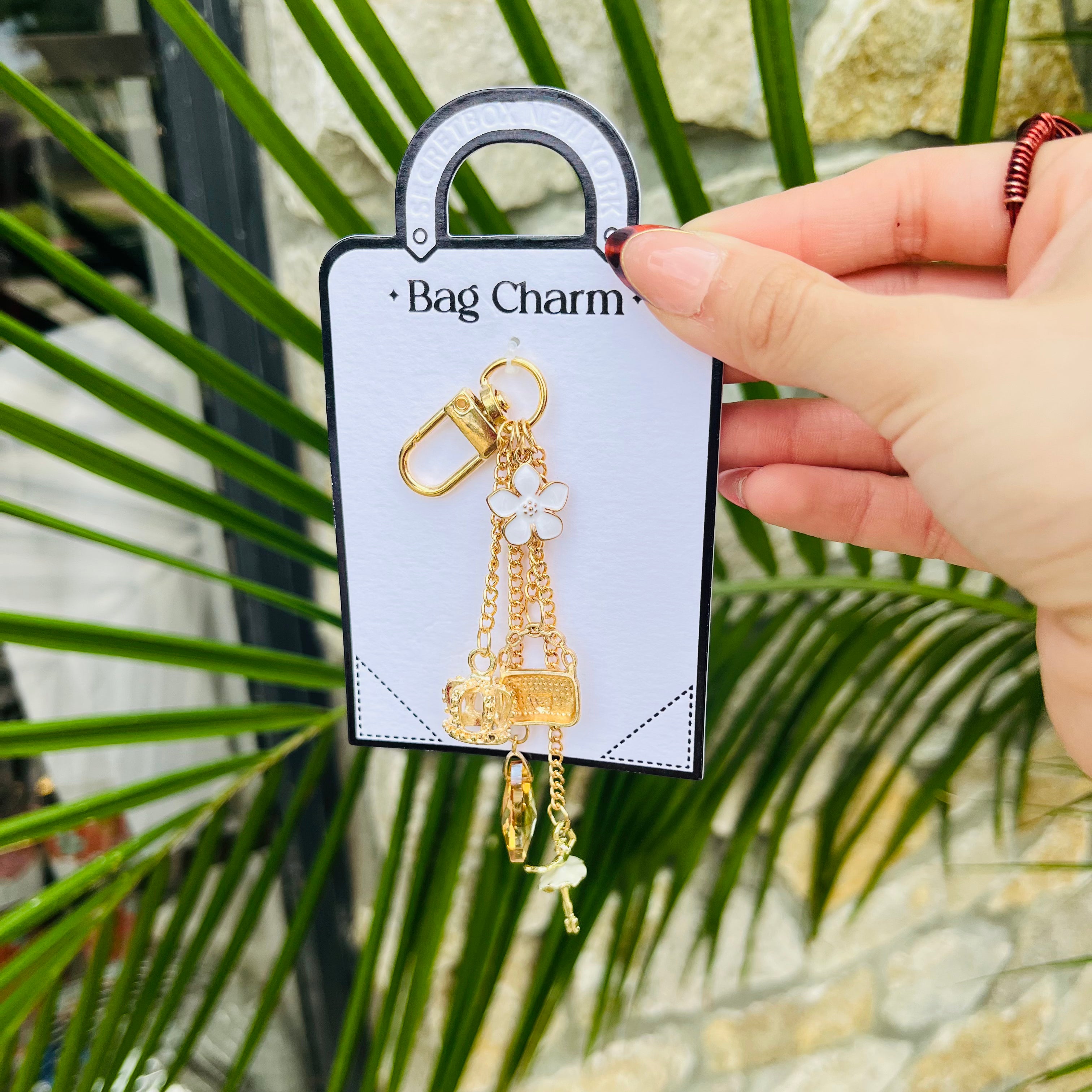 bag charm, purse charm, rhinestone bag accessory, gold bag charm, floral bag charm, ballerina charm, crown charm, teardrop pendant charm, purse accessory, trendy bag charm, handbag accessory, backpack charm, gold hardware charm, sparkly bag charm, fashion bag accessory, attachable keychain, statement bag charm, girly purse charm, gift for her, chic gold bag charm