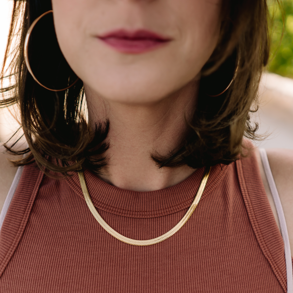 gold herringbone necklace, herringbone necklace, hypoallergenic, hypoallergenic necklace, nickel free necklace, nickel free, hypoallergenic jewelry, brenda grands, brenda grands jewelry, brenda grands necklace, layering piece, layering necklace, simple necklace, herringbone chain necklace, herringbone, gold finish necklace, gold plated necklace