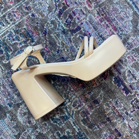 Chunky Platform Heels, Nude Heels, Nude Strappy Heels, Platform Heels, Nude Platform Heels McKinney Texas, Nude Platform Heels Karadise, Nude Platform Heels Karadise Boutique, Formal Heels, Chic Heels, Wedding guest Heels, Everyday Heels