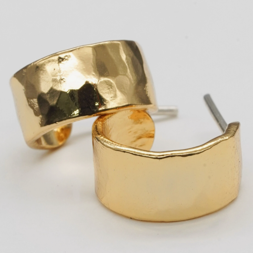 Luxe Love Gold Hammered Mini Hoops
