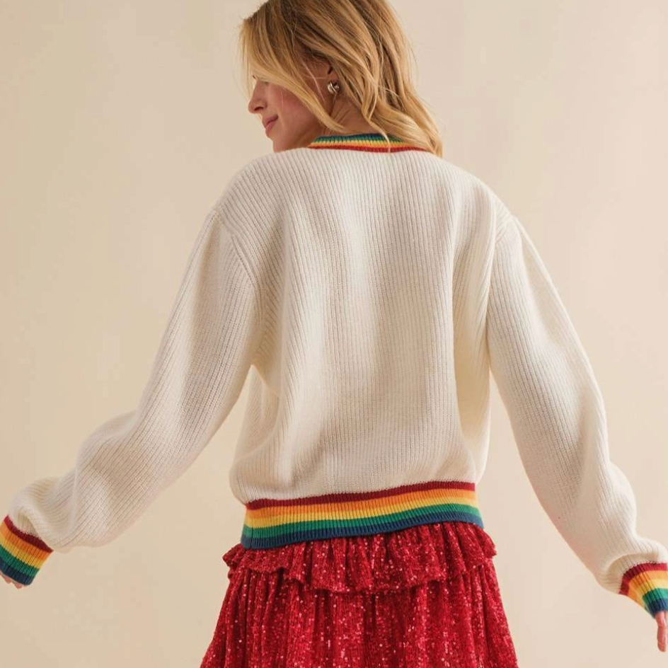 Tequila Queen Rainbow Trim Sweater Karadise Boutique