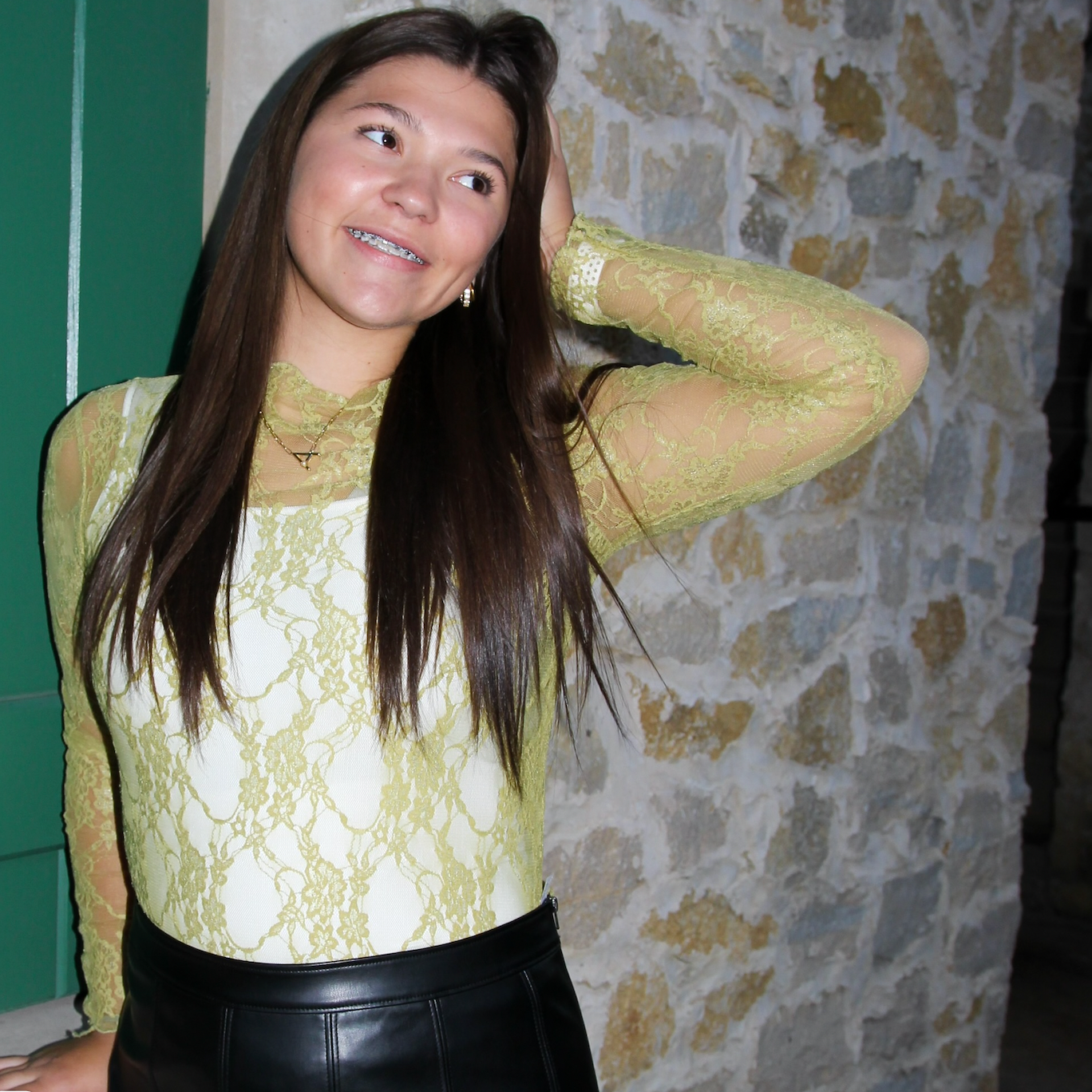 lace long sleeve top, sheer lace top, sheer top, mock neck top, sheer mock neck top, lace mock neck top, country concert top, concert top, concert look, game day top, game day look, layering top, layered top, sheer undershirt