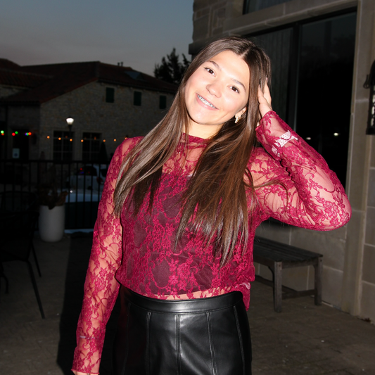 lace long sleeve top, sheer lace top, sheer top, mock neck top, sheer mock neck top, lace mock neck top, country concert top, concert top, concert look, game day top, game day look, layering top, layered top, sheer undershirt