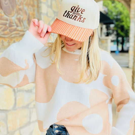thanksgiving hat, give thanks hat, funny thanksgiving hat, fall trucker hat, embroidered fall hat, carbs and wine hat, give me carbs and wine hat, friendsgiving hat, cozy fall aesthetic, autumn baseball cap, burnt orange hat, brown embroidery hat, adjustable fit hat, festive fall accessory, funny holiday gift, wine lover gift, foodie hat, cute thanksgiving outfit, seasonal trucker cap, casual fall fashion, humorous embroidered hat, gift for friendsgiving, fall outfit accessory, boutique fall hat