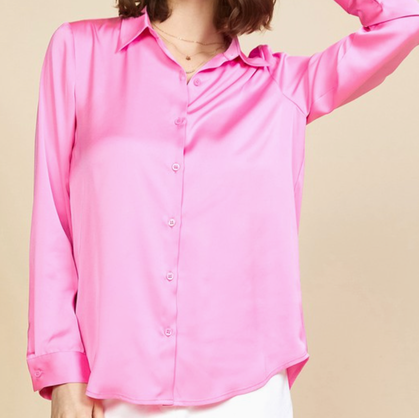 Finding Love Satin Button Down Shirt