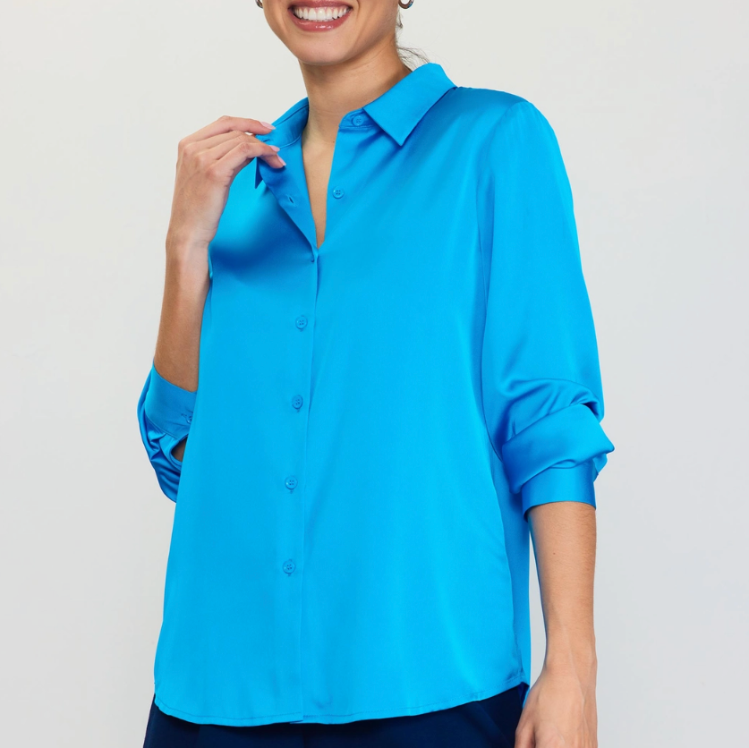 Finding Love Satin Button Down Shirt