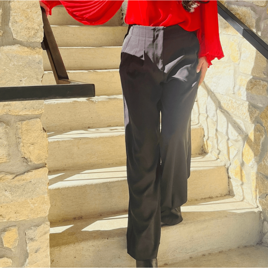 Boss Babe Black Pleated Wide Leg Pants