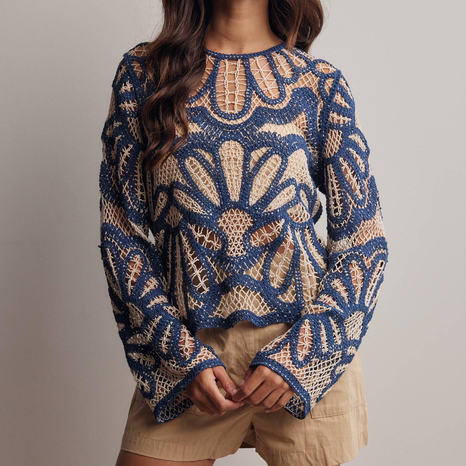 Maple Grove Crochet Floral Sweater