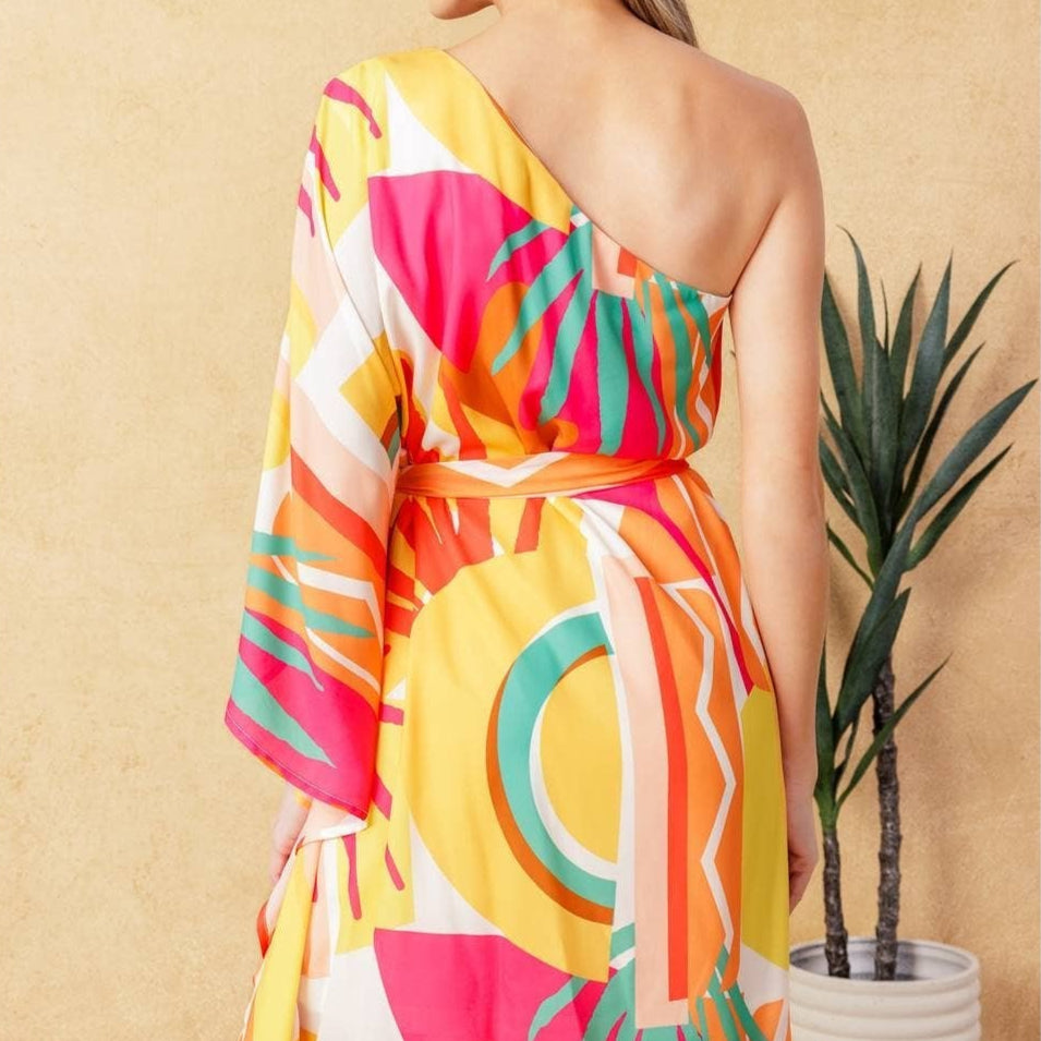one shoulder kaftan dress pattern Black Linen Kaftan Maxi Dress: One Shoulder Party Gown