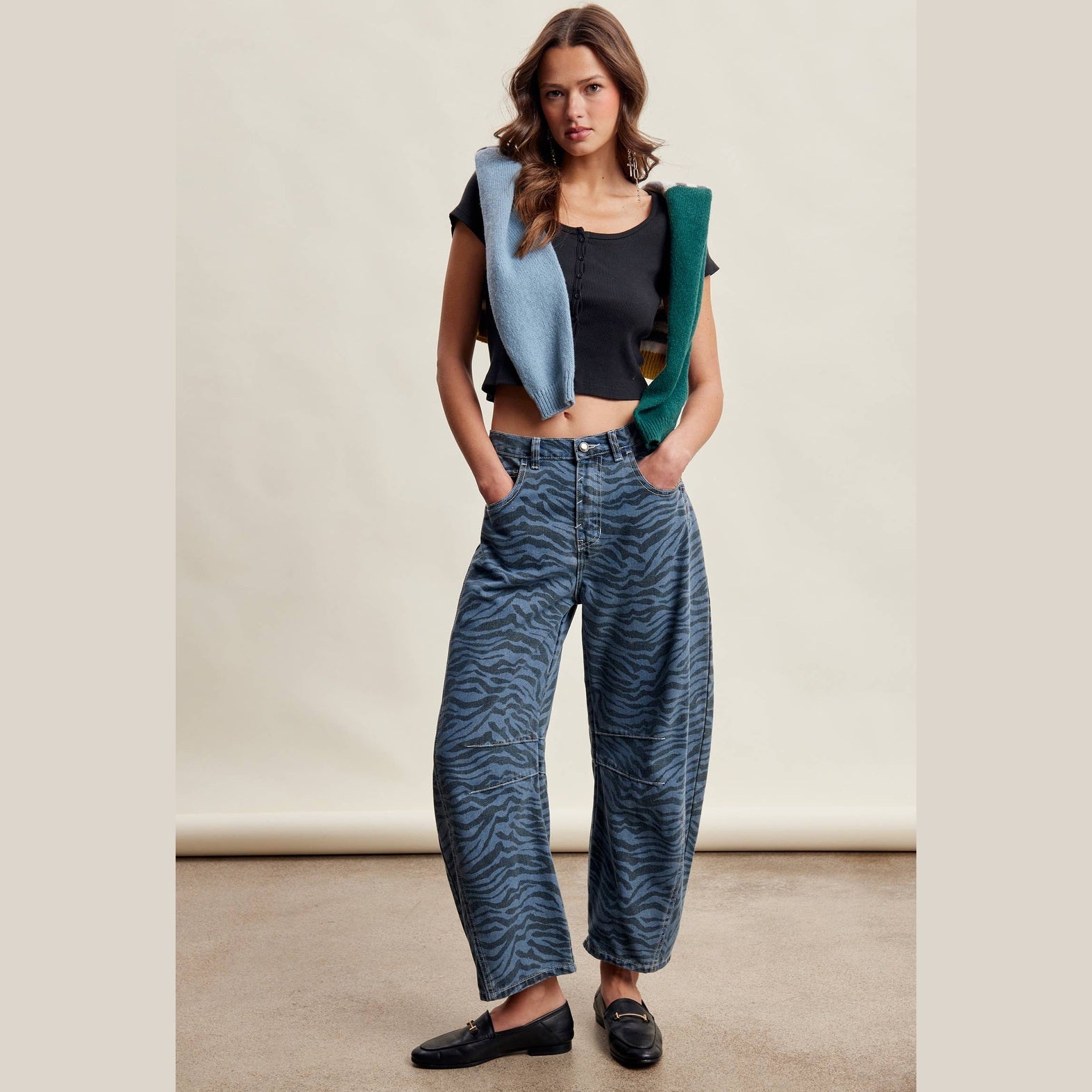 The Wild Instinct Zebra Barrel Jeans