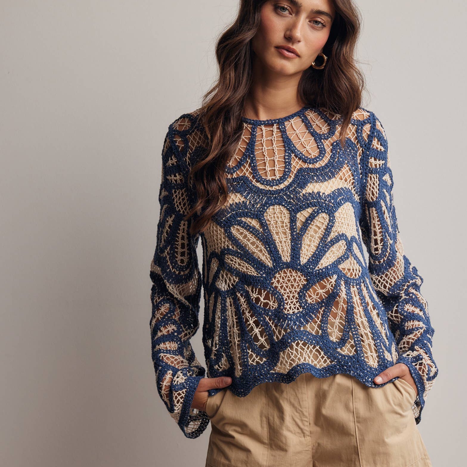 Maple Grove Crochet Floral Sweater
