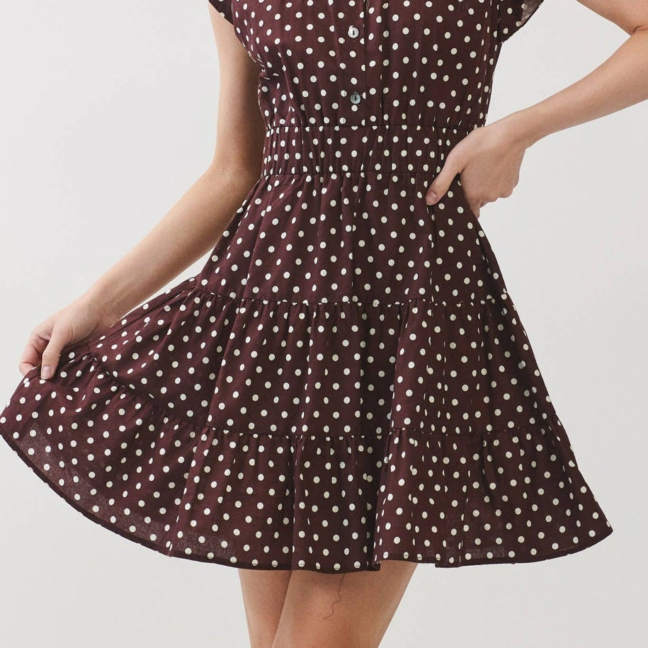 The Hometown Honey Polka Dot Tiered Mini Dress