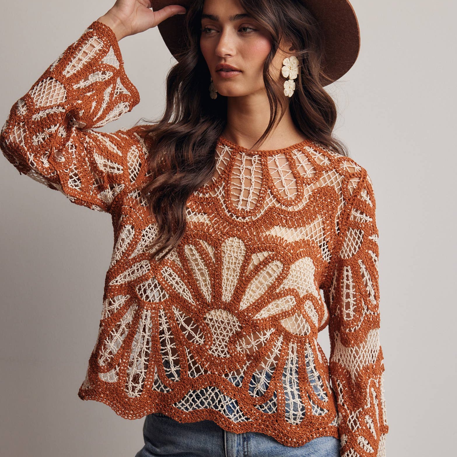 Maple Grove Crochet Floral Sweater