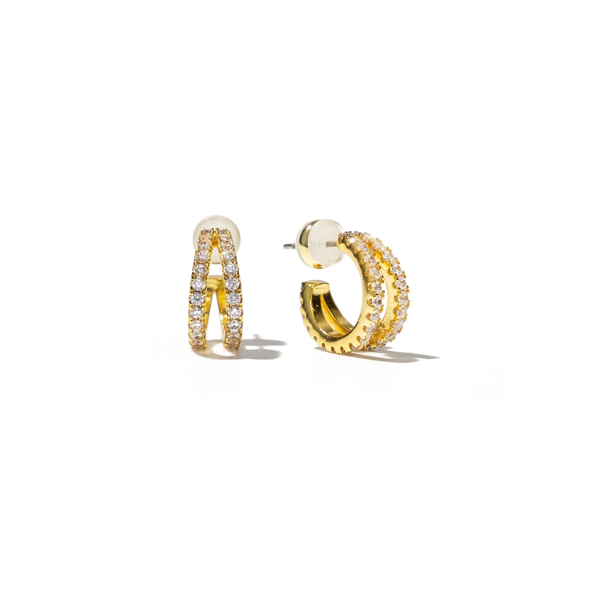 The Quinn Pave Shine Double Huggie Hoops