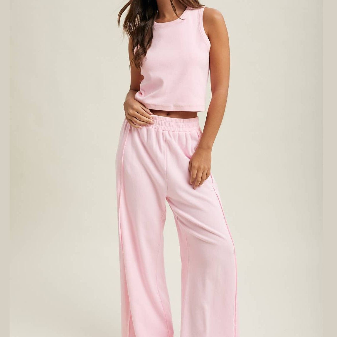 Daily Routine Athleisure Matching Tank & Palazzo Pants Set