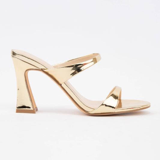 Gold Heels, Gold Double Strap Heels, Gold Heels, Gold Heels McKinney Texas, Gold Heels Karadise, Gold Heels Karadise Boutique, Summer Gold Heels, Formal Event Heels, Wedding Guest Heels.