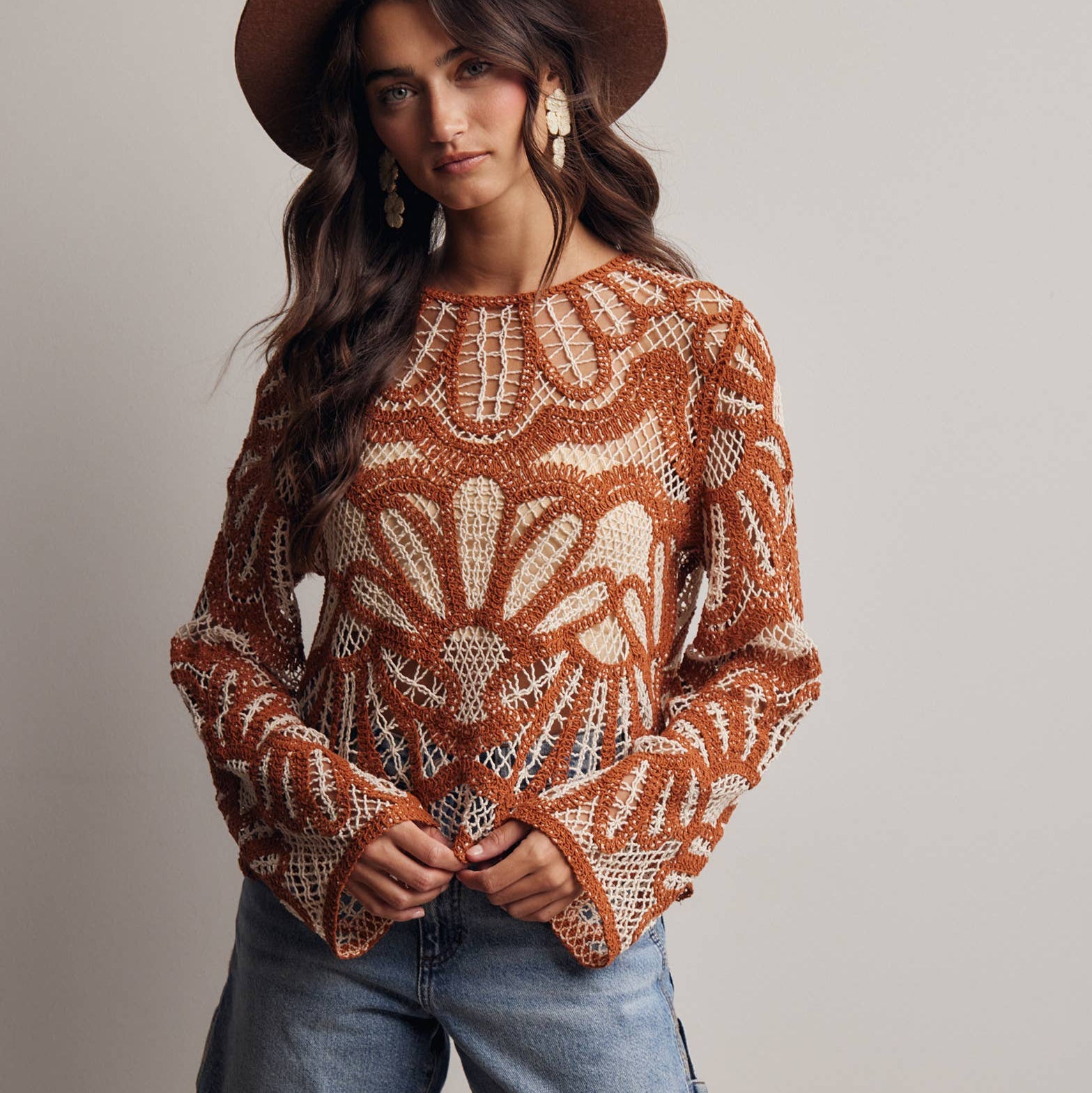 Maple Grove Crochet Floral Sweater