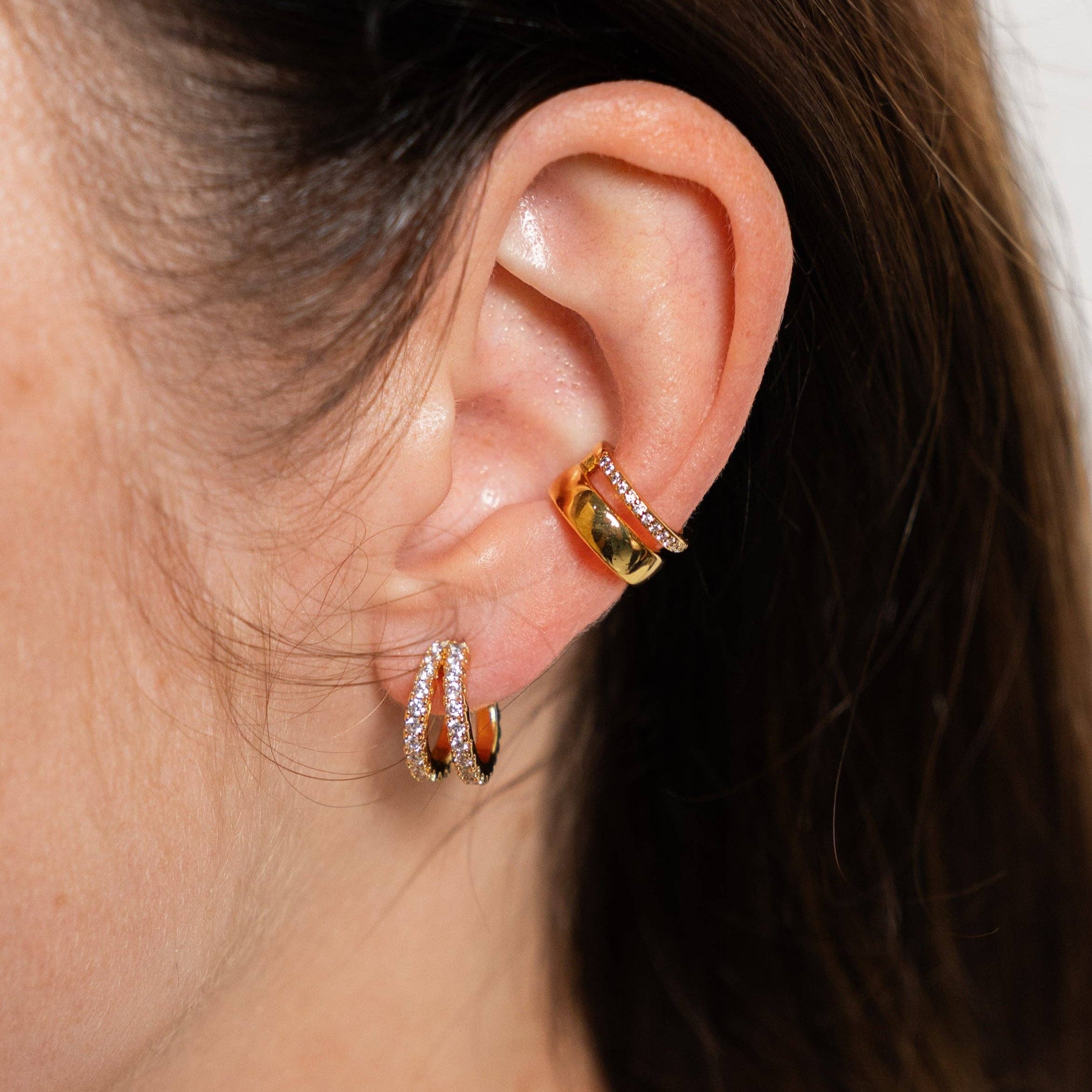 The Quinn Pave Shine Double Huggie Hoops