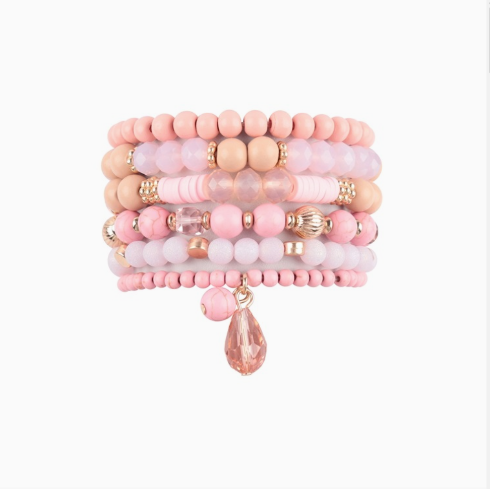 Joavanne Mix Beads Natural Stone Wood Bracelet Set