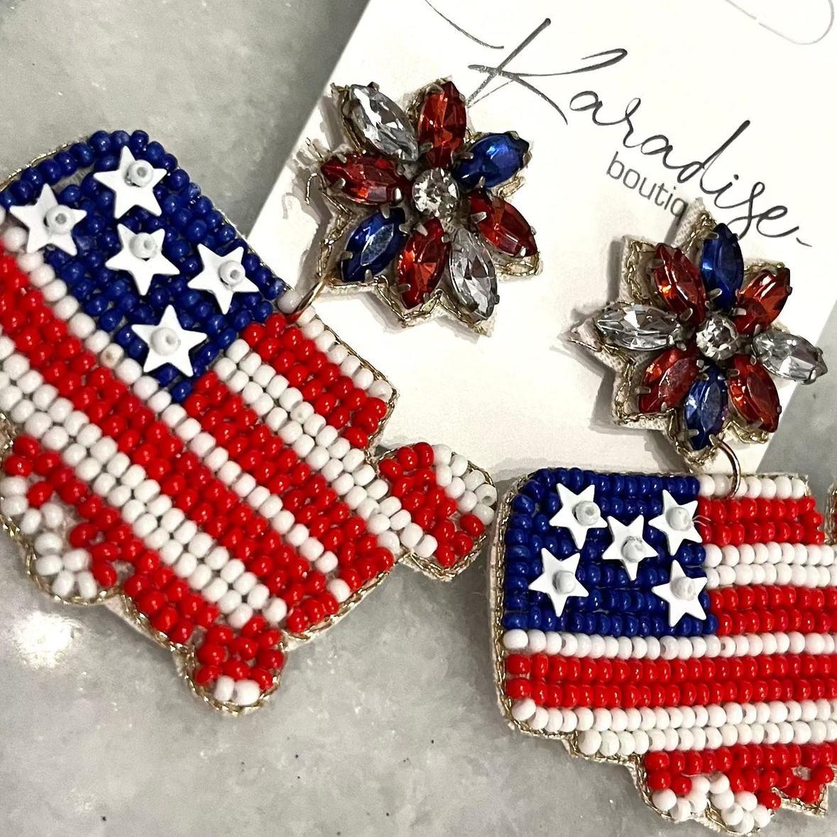 beaded earrings, 4th of july earrings, USA earrings, patriotic earrings, red white and blue earrings, memorial day earrings, veterans day earrings, united states earrings, Labor Day earrings, USA patriotic earrings, patriotic accessories, 4th of July accessories, star earrings, sequin earrings, dangle earrings, seed bead earrings