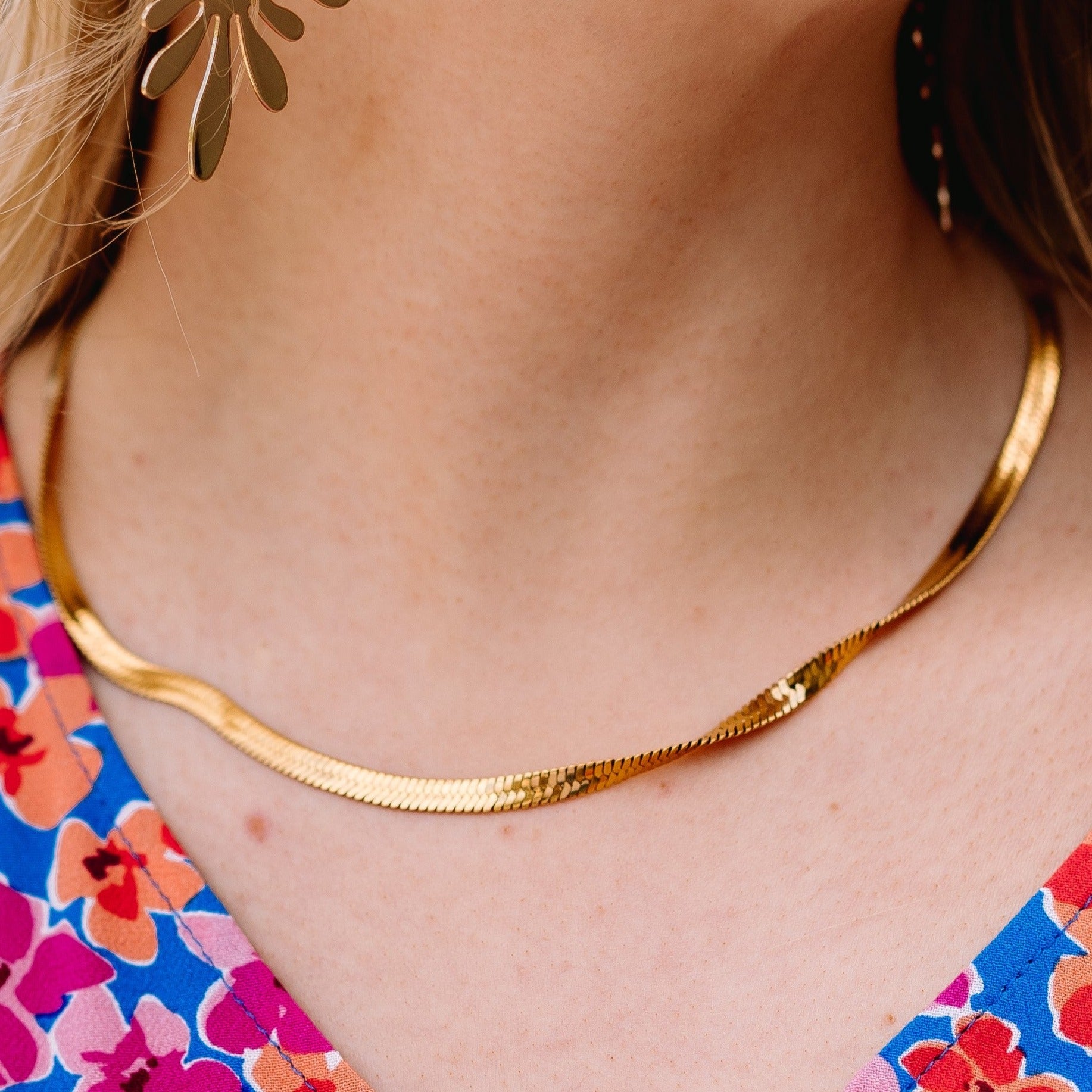 gold herringbone necklace, herringbone necklace, hypoallergenic, hypoallergenic necklace, nickel free necklace, nickel free, hypoallergenic jewelry, brenda grands, brenda grands jewelry, brenda grands necklace, layering piece, layering necklace, simple necklace, herringbone chain necklace, herringbone, gold finish necklace, gold plated necklace