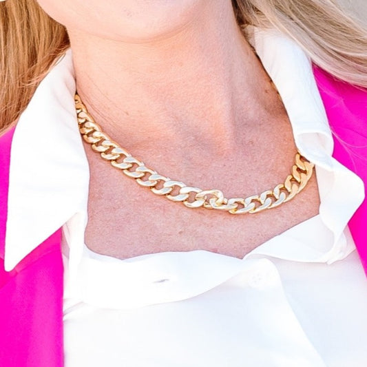 gold chain necklace, chain necklace, simple chain necklace, simple necklace, gold chain, brenda grands, brenda grands necklace, brenda grands chain necklace, hypoallergenic, nickel free, tarnish resistant, tarnish free, thick chain necklace, thick necklace, gift idea, gift for mom, gift for teen, gift for tween, gift for girl, gift for wife