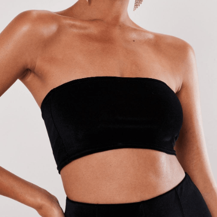 Model Wearing Padded Black Bandeau