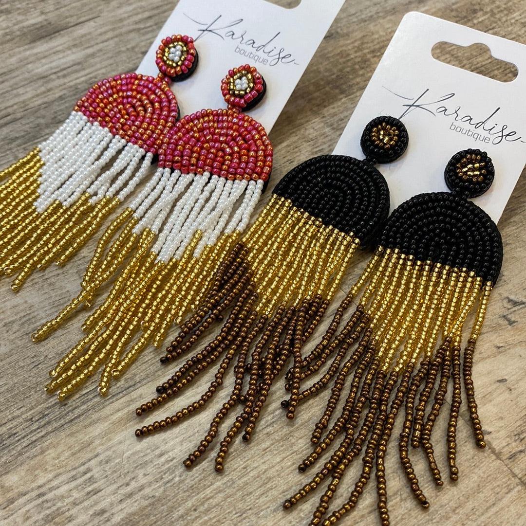 Cabanas in Cabo Beaded Fringe Earrings - Karadise Boutique