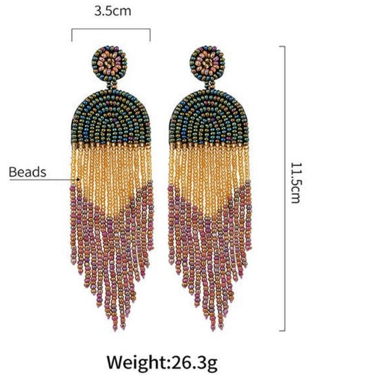 Cabanas in Cabo Beaded Fringe Earrings - Karadise Boutique