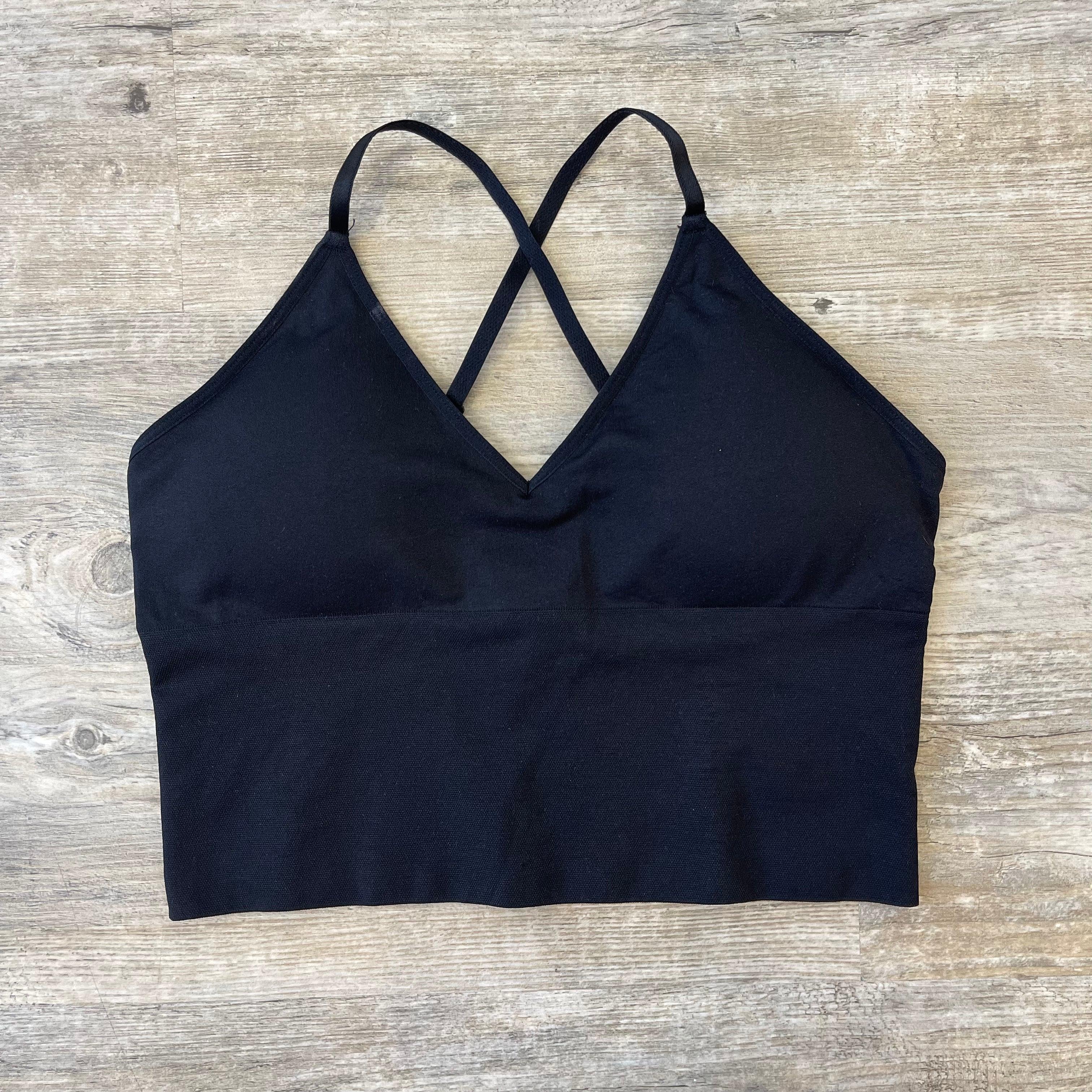 adjustable bralette, cross back bralette, elastic bralette, removable pad bralette, comfortable bralette, everyday bralette, solid color bralette, athleisure bralette, seamless bralette, layering bralette, sporty bralette, casual bralette, adjustable strap bra top, stretchy bralette, soft bralette, supportive bralette, women’s lounge bralette, activewear bralette, yoga bralette, S/M L/XL bralette, boutique bralette, comfy bra alternative, fitness bralette, cute bralette for layering